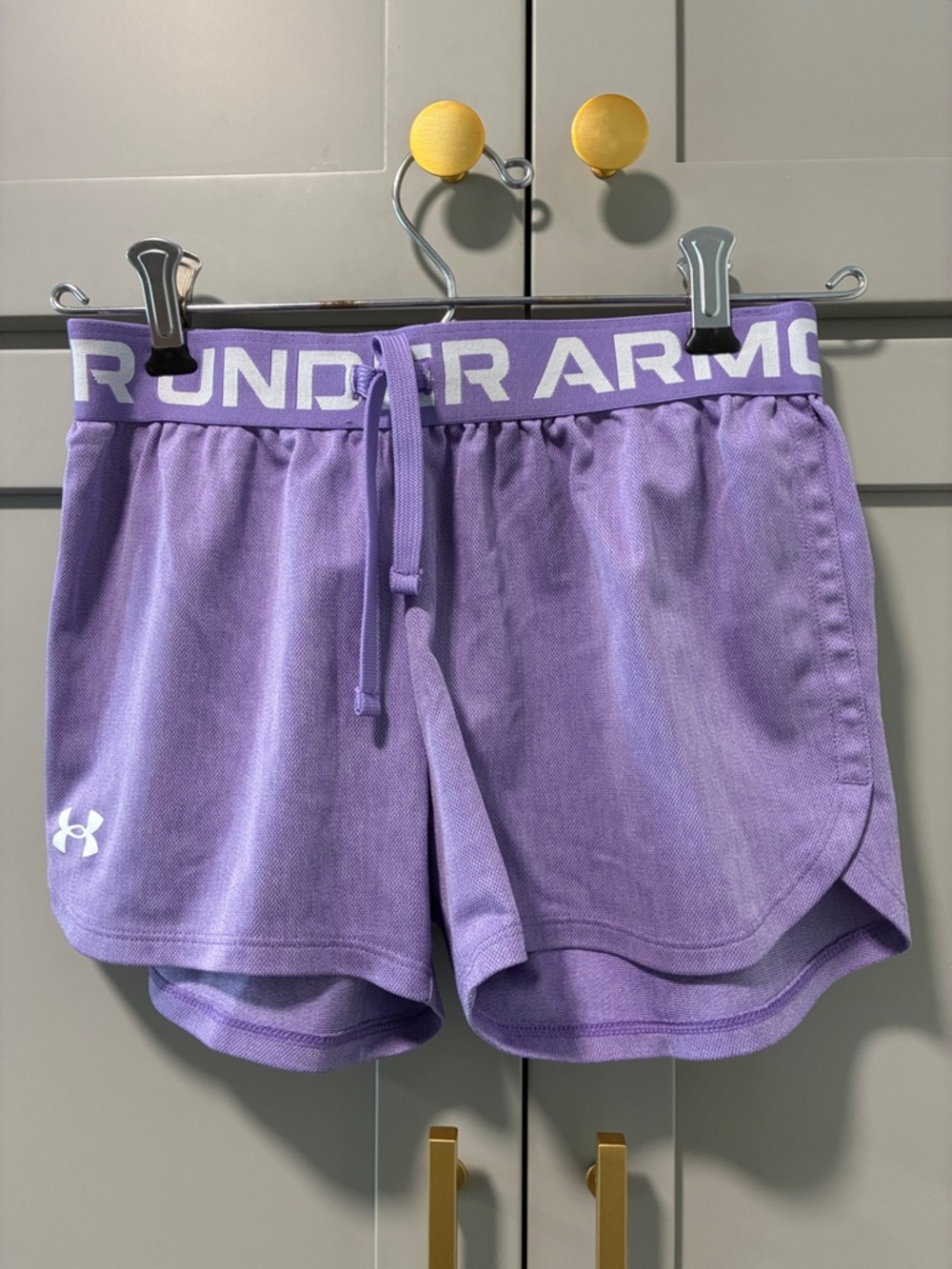 Under Armour Lavender Girl’s Athletic Shorts with Logo Waistband